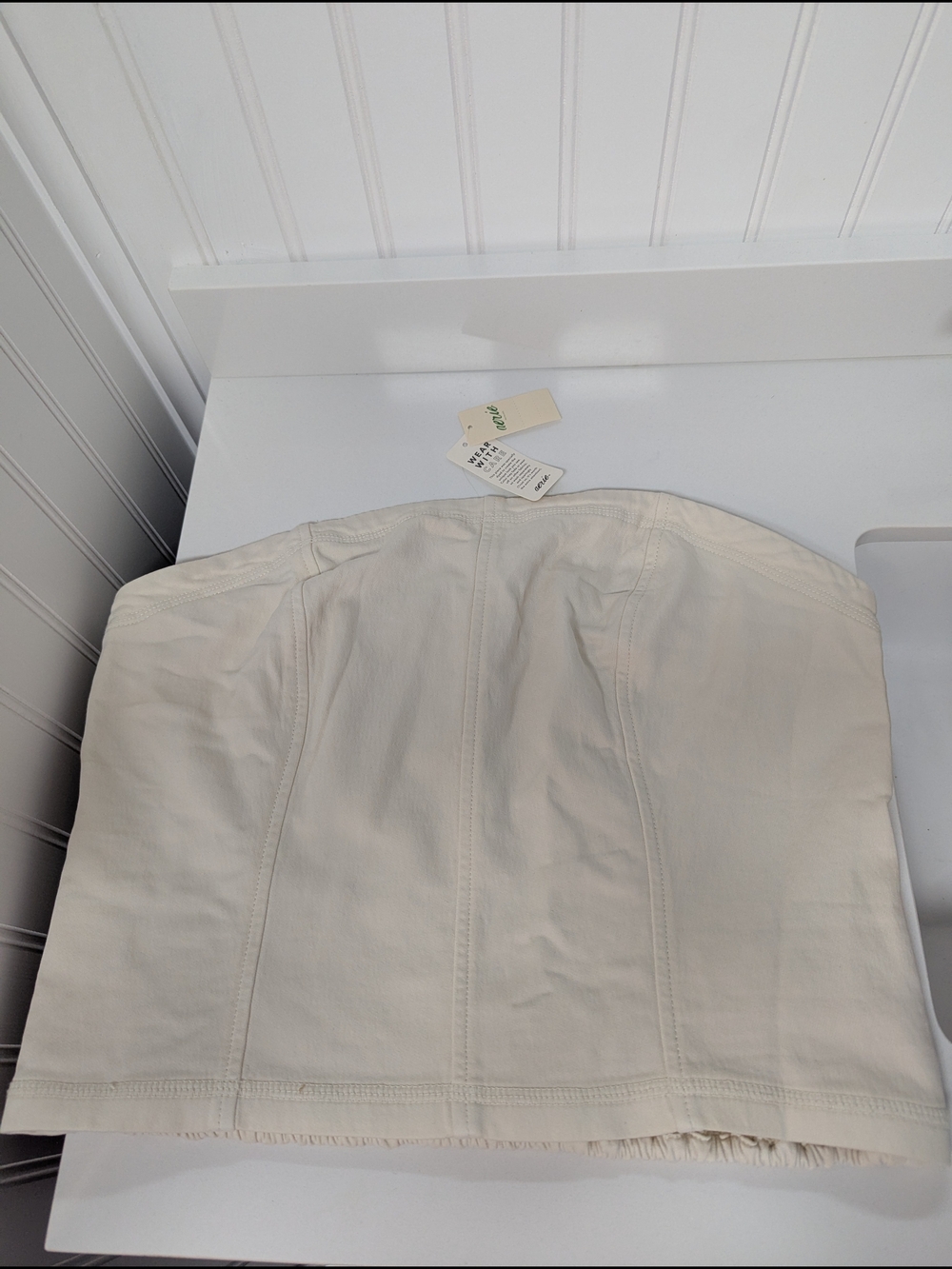 aerie Cream Smocked Strapless Tube Top